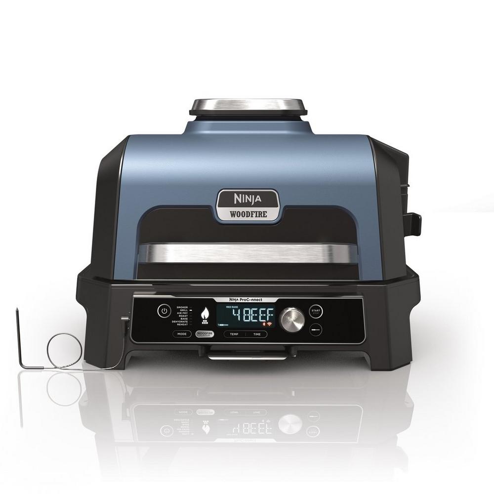 Ninja Woodfire Pro Connect XL Electric BBQ Grill and Smoker Black Blue