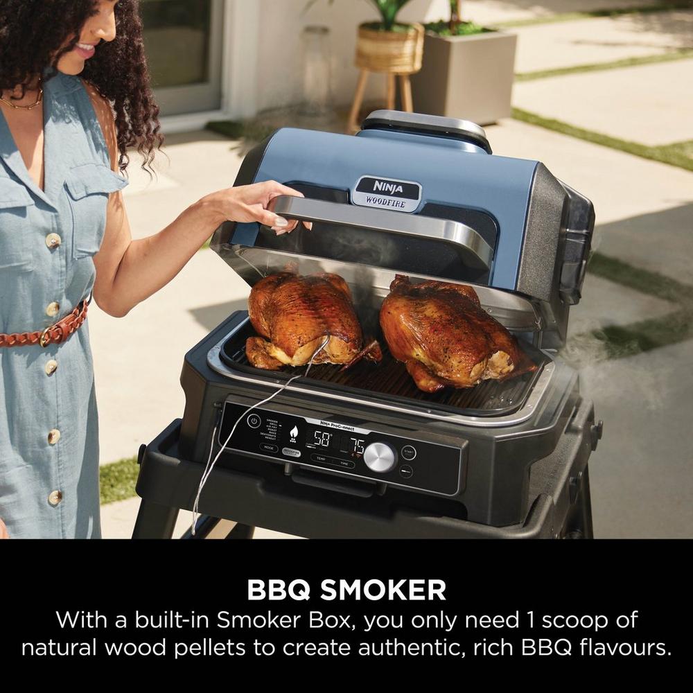 Ninja Woodfire Pro Connect XL Electric BBQ Grill and Smoker Black Blue