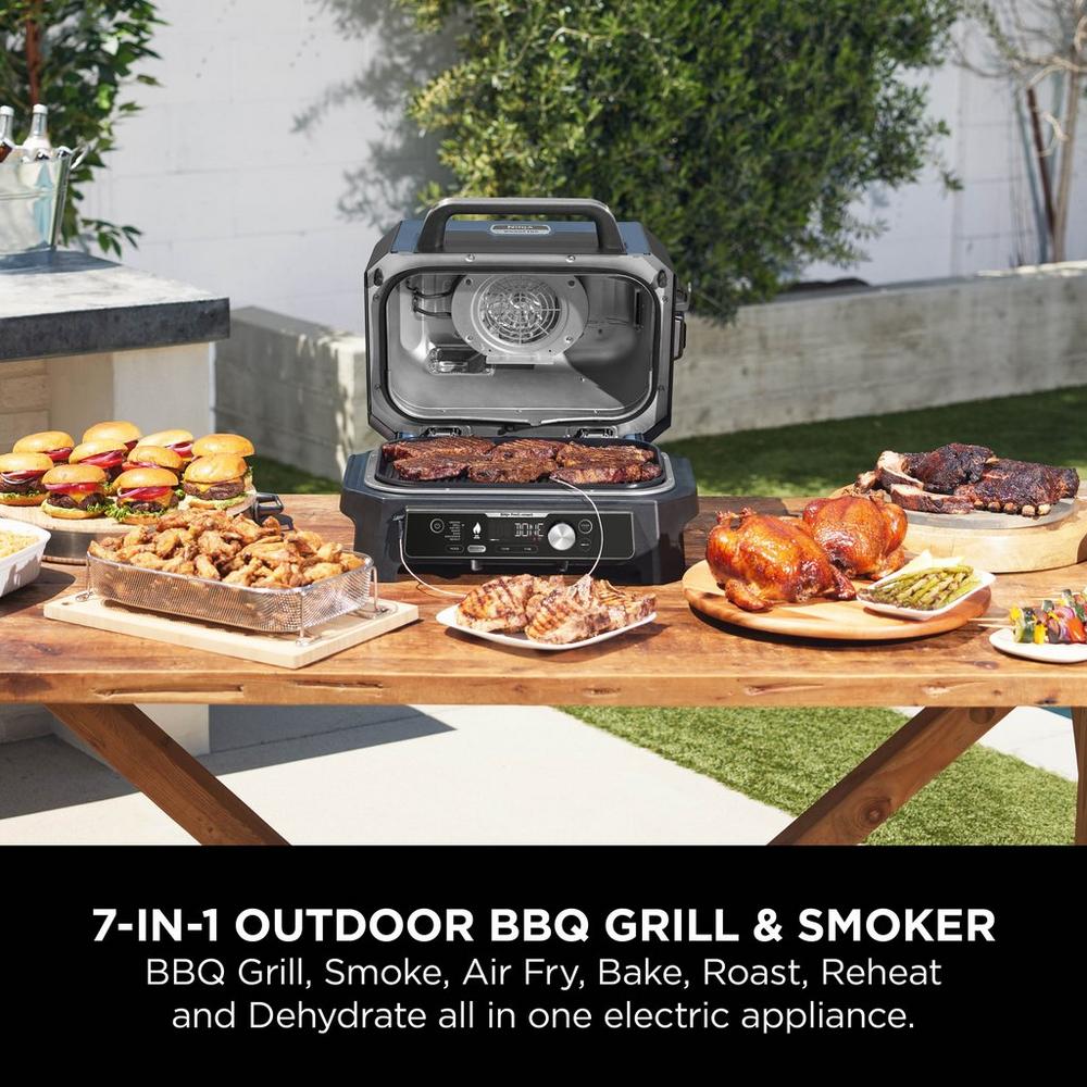 Ninja Woodfire Pro Connect XL Electric BBQ Grill and Smoker Black Blue