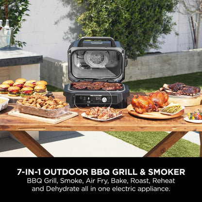 Ninja Woodfire Pro Connect XL Electric BBQ Grill and Smoker Black Blue