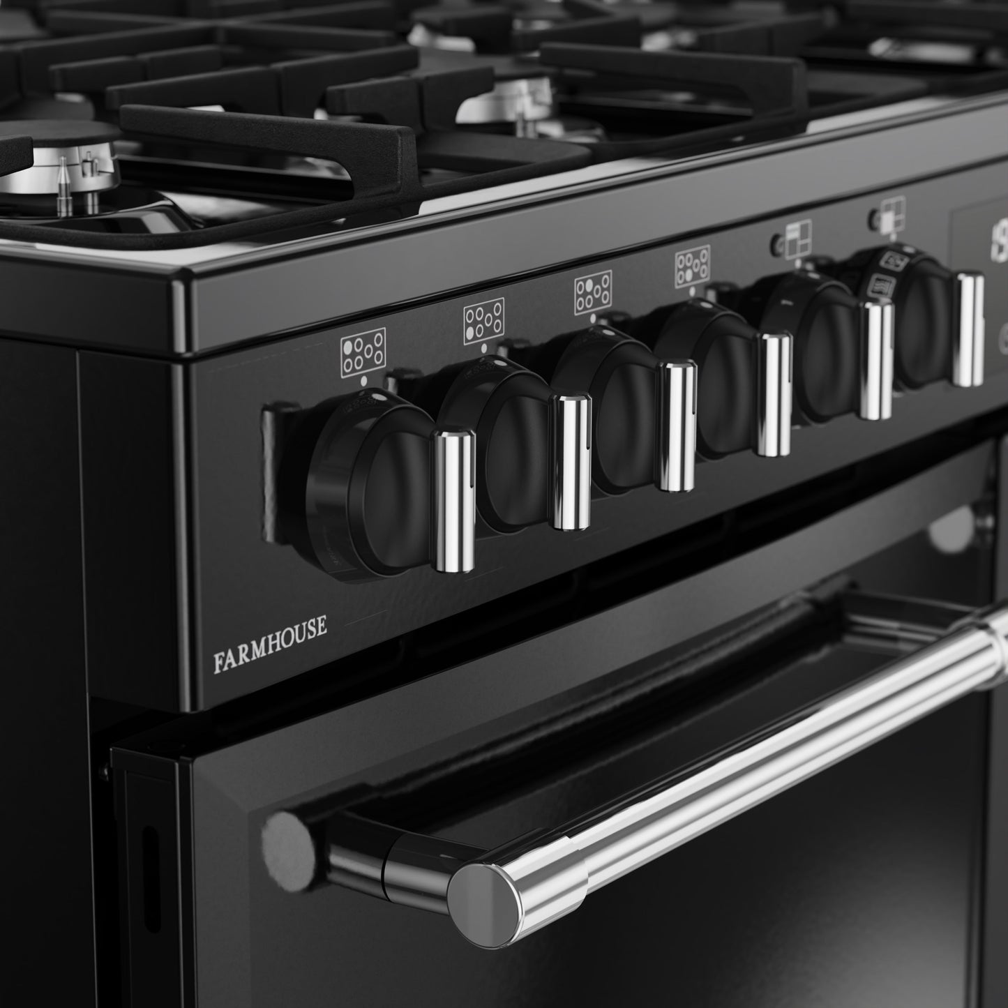Belling Farmhouse 100DF 100cm Dual Fuel Range Cooker Black