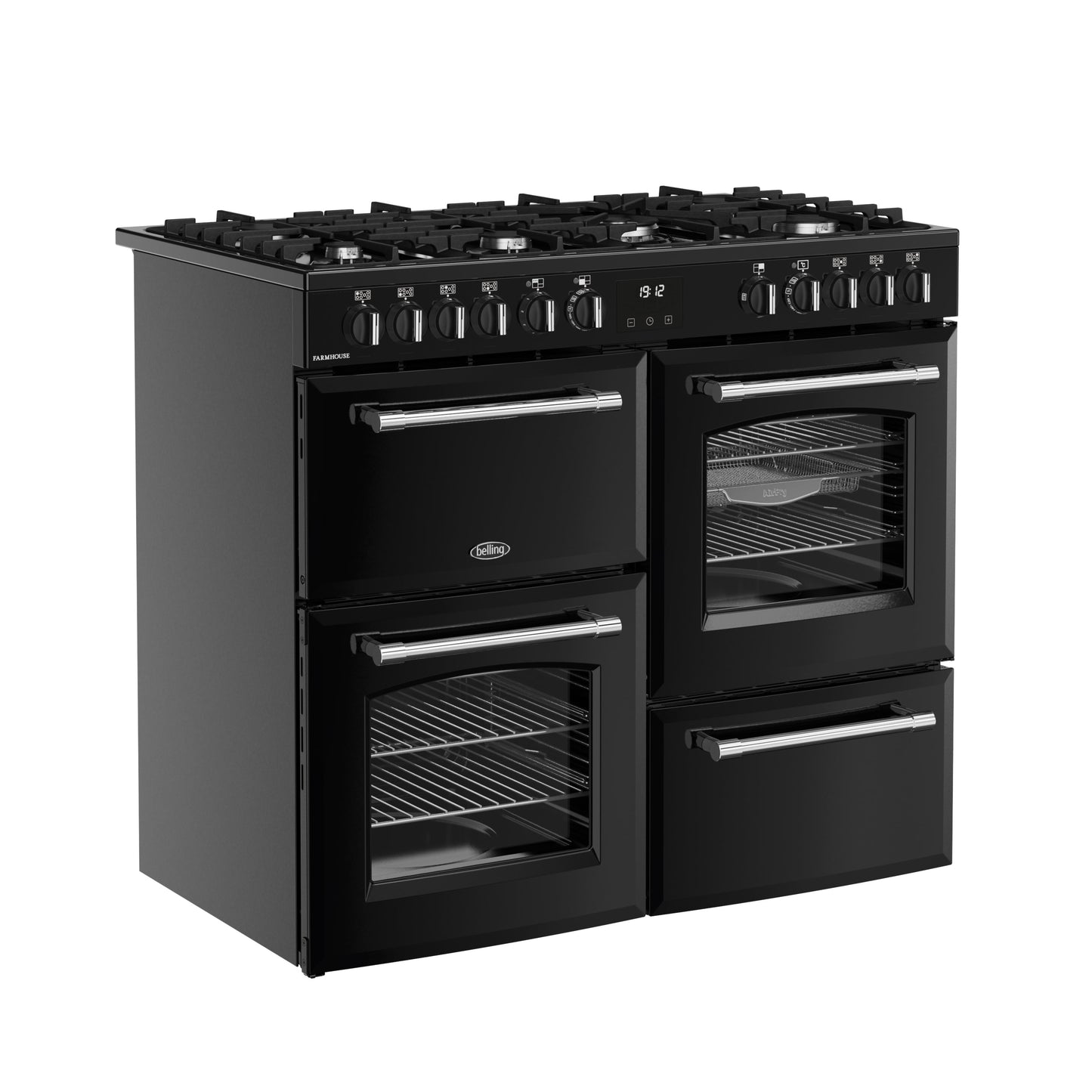 Belling Farmhouse 100DF 100cm Dual Fuel Range Cooker Black