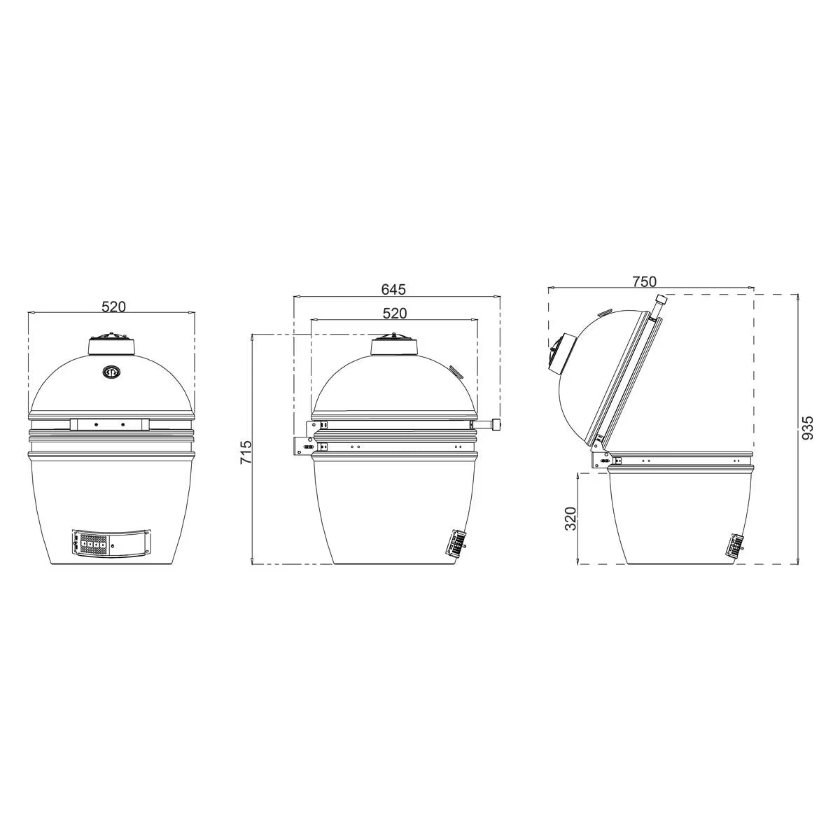 Grill Guru 18-Inch (46cm) Ceramic Kamado Charcoal Grill with Cover Black