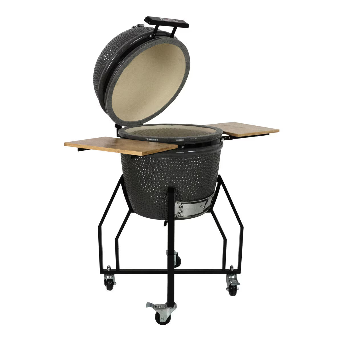 Grill Guru 18-Inch (46cm) Ceramic Kamado Charcoal Grill with Cover Black