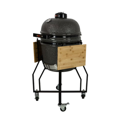 Grill Guru 18-Inch (46cm) Ceramic Kamado Charcoal Grill with Cover Black