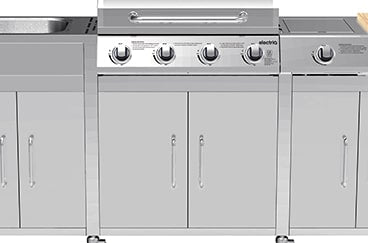 Cabinologist Texas Premium Outdoor Kitchen 4 Burner Gas BBQ Grill with Side Burner Stainless Steel