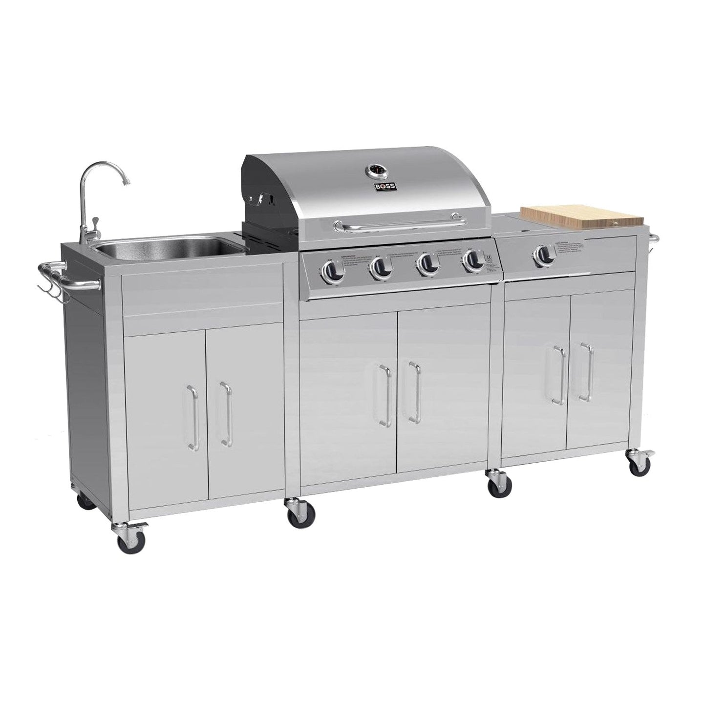 Cabinologist Texas Premium Outdoor Kitchen 4 Burner Gas BBQ Grill with Side Burner Stainless Steel