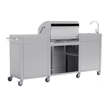 Cabinologist Texas Premium Outdoor Kitchen 4 Burner Gas BBQ Grill with Side Burner Stainless Steel