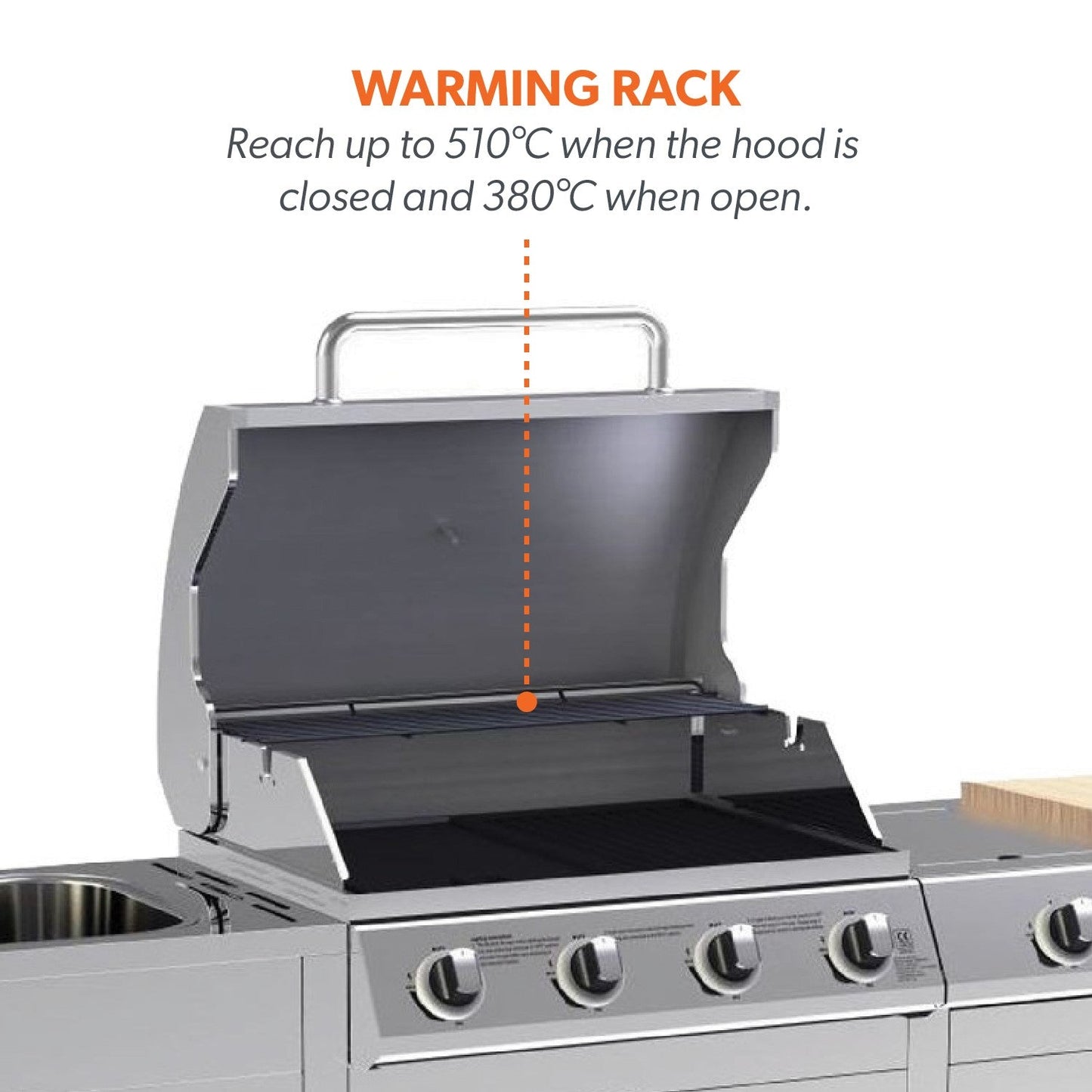 Cabinologist Texas Premium Outdoor Kitchen 4 Burner Gas BBQ Grill with Side Burner Stainless Steel