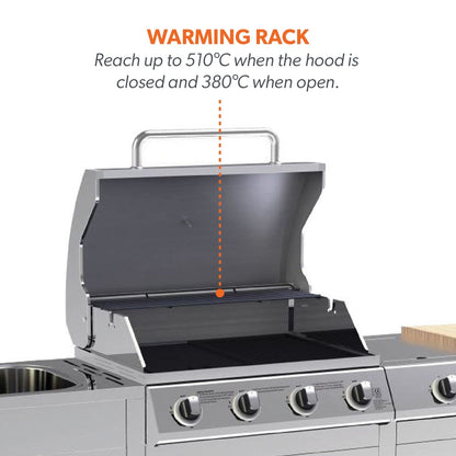 Cabinologist Texas Premium Outdoor Kitchen 4 Burner Gas BBQ Grill with Side Burner Stainless Steel