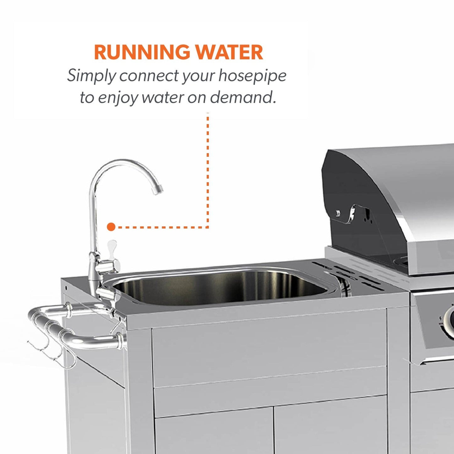 Cabinologist Texas Premium Outdoor Kitchen 4 Burner Gas BBQ Grill with Side Burner Stainless Steel