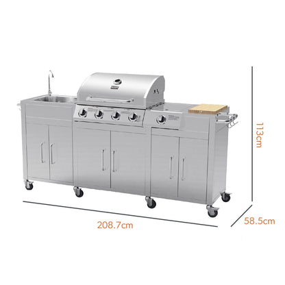 Cabinologist Texas Premium Outdoor Kitchen 4 Burner Gas BBQ Grill with Side Burner Stainless Steel