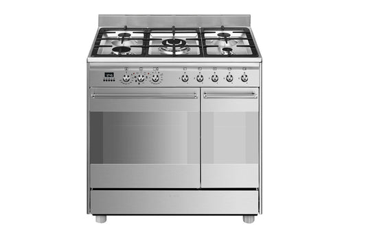 Smeg Concert Classic 90cm Dual Fuel Range Cooker Stainless Steel